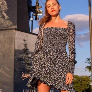 Reformation Blue Floral Mini Dress